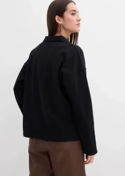 Sweatshirt mit gestricktem Polokragen aus Bio-Baumwolle