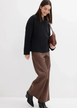 Sweatshirt mit gestricktem Polokragen aus Bio-Baumwolle