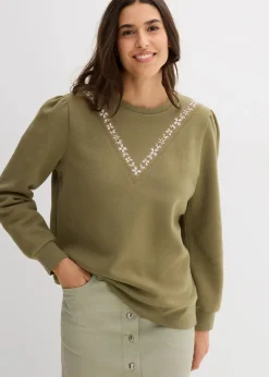 Sweatshirt mit Stickerei aus Baumwoll-Mix