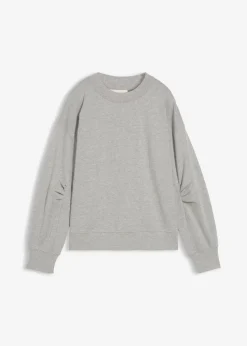 Sweatshirt mit weitem Ripp-Kragen aus Bio-Baumwolle