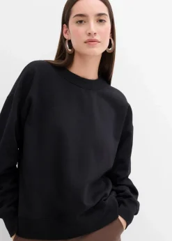 Sweatshirt mit weitem Ripp-Kragen aus Bio-Baumwolle