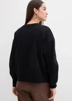 Sweatshirt mit weitem Ripp-Kragen aus Bio-Baumwolle