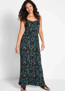 tailliertes Maxi-Kleid mit Druck