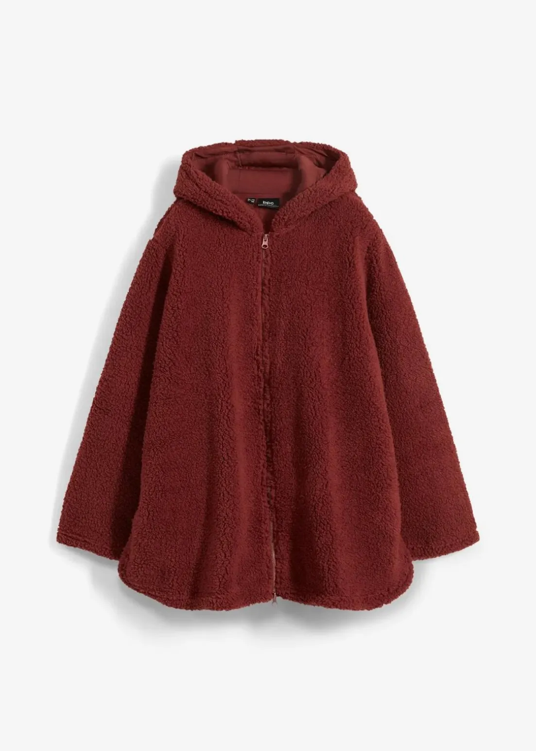 Teddy-Fleece Jacke in A-Linie mit Seitenschlitzen