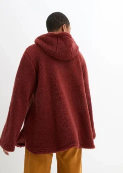 Teddy-Fleece Jacke in A-Linie mit Seitenschlitzen