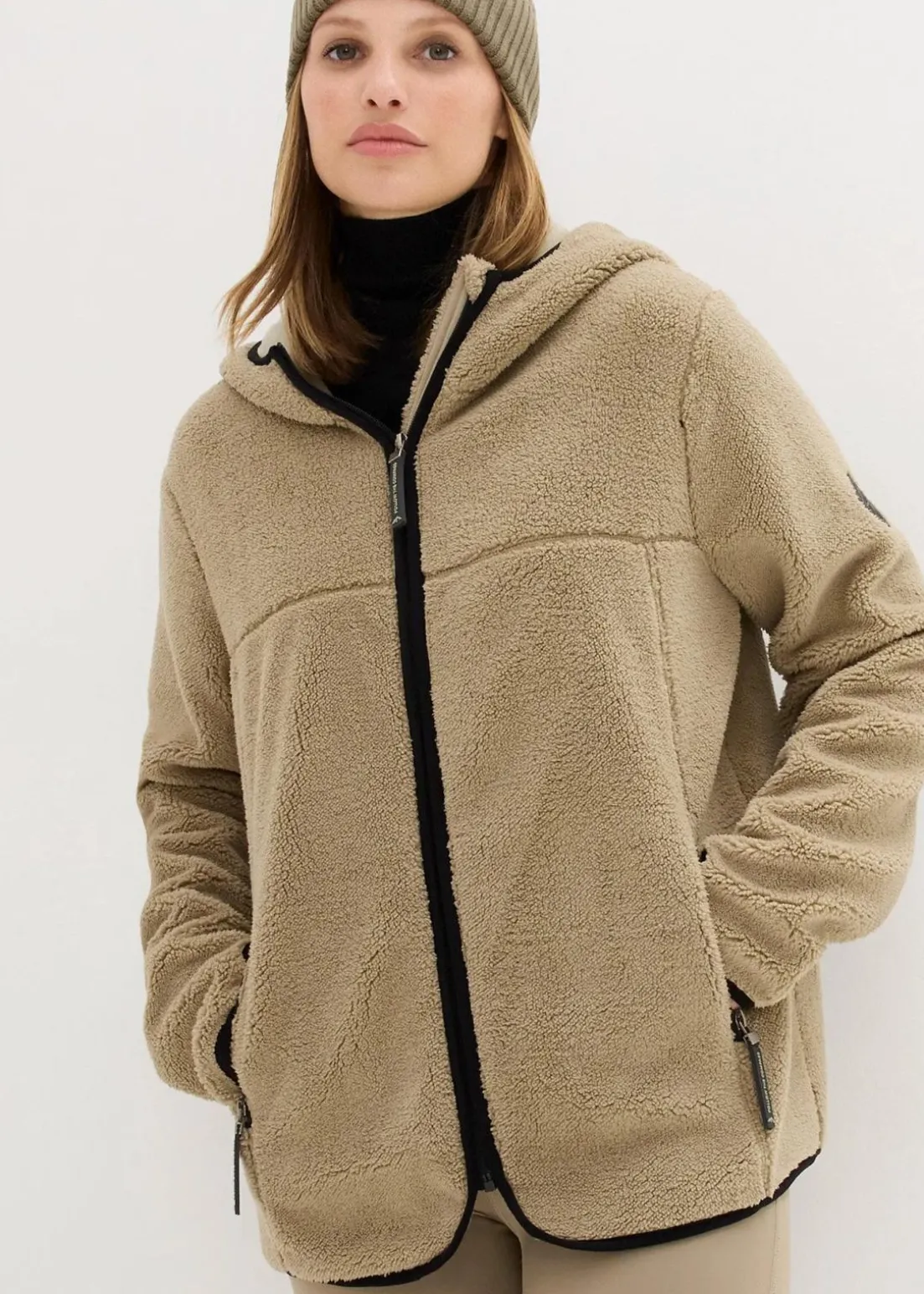 Teddy-Fleece Jacke mit Kapuze
