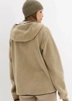 Teddy-Fleece Jacke mit Kapuze