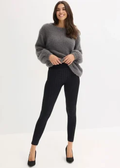 Thermo-Strumpfleggings mit weicher Innenseite und Hahnentrittmuster