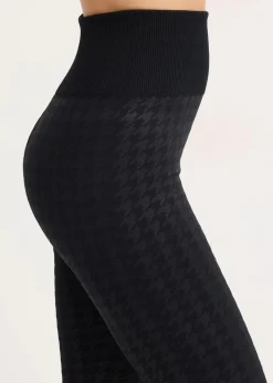 Thermo-Strumpfleggings mit weicher Innenseite und Hahnentrittmuster