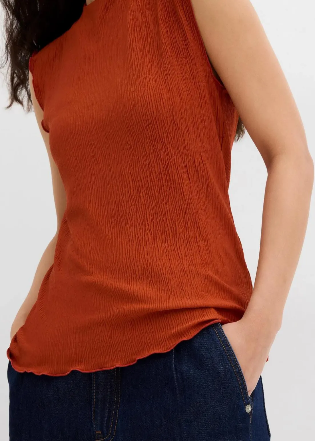 Top aus strukturiertem Crinkle