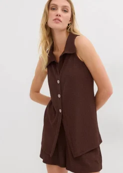 Top aus strukturiertem Crêpe