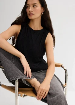 Top aus strukturiertem Crinkle