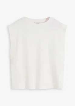 Top mit Ripp-Einsatz am Ärmel