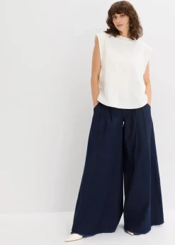 Top mit Ripp-Einsatz am Ärmel