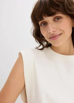 Top mit Ripp-Einsatz am Ärmel