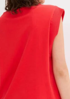 Top mit Ripp-Einsatz am Ärmel