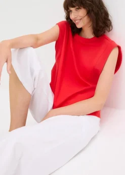 Top mit Ripp-Einsatz am Ärmel