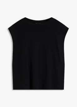 Top mit Ripp-Einsatz am Ärmel