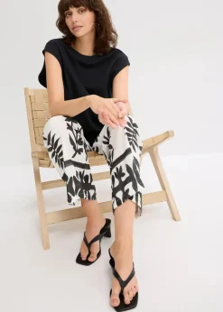 Top mit Ripp-Einsatz am Ärmel