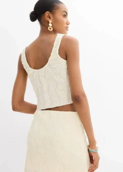 Top mit Schnürung in Struktur Optik