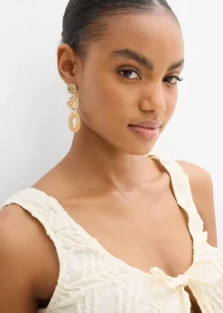 Top mit Schnürung in Struktur Optik