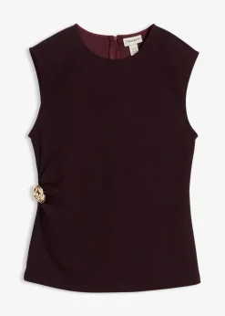 Top mit Zierschnalle aus Crepe