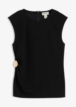 Top mit Zierschnalle aus Crepe