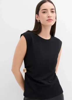 Top mit Zierschnalle aus Crepe