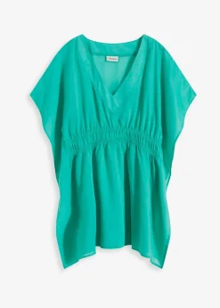 Transparente Strandtunika mit V-Ausschnitt
