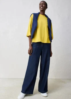 Trapezförmiges Shirt mit Seidenanteil