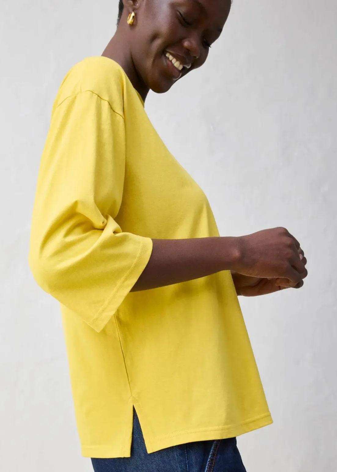 Trapezförmiges Shirt mit Seidenanteil