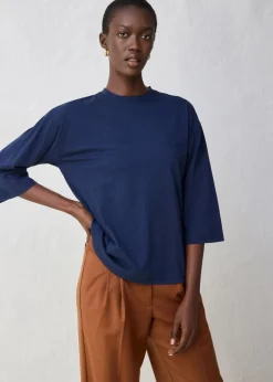 Trapezförmiges Shirt mit Seidenanteil