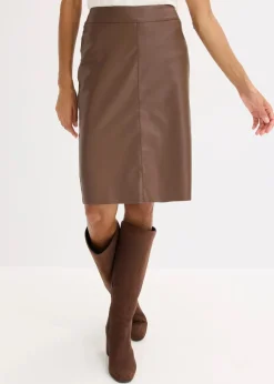 Trendiger Lederimitat-Bleistiftrock