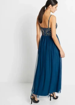 Trägerkleid mit Perlenstickerei