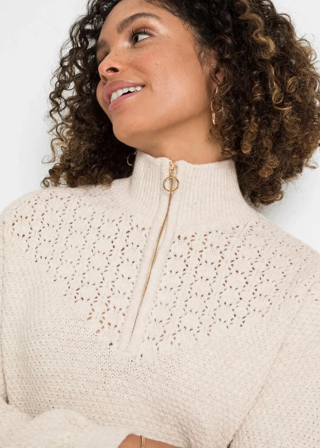 Troyer Pullover mit Ajourmuster