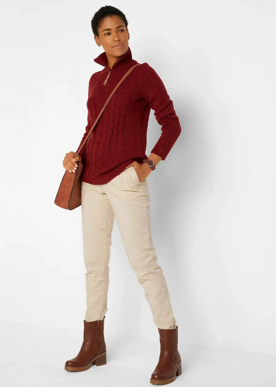 Troyer Pullover mit Zopfmuster