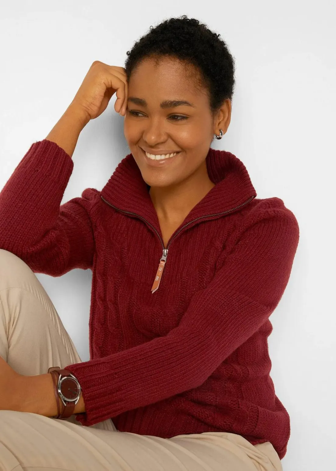 Troyer Pullover mit Zopfmuster