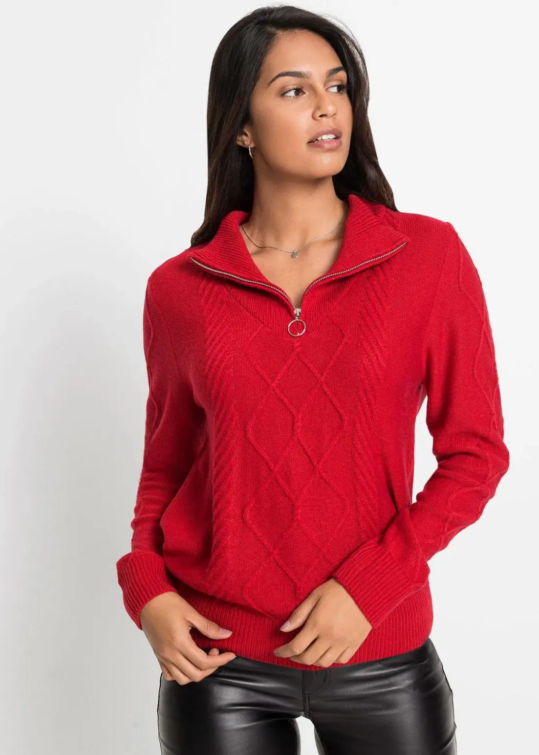 Troyer Pullover mit Zopfmuster