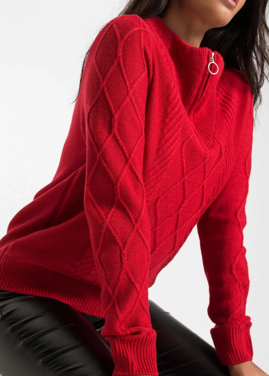 Troyer Pullover mit Zopfmuster