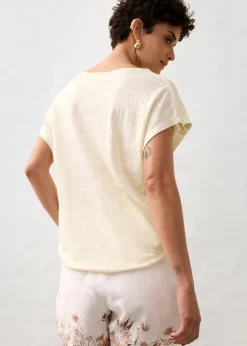 T-Shirt aus reinem Leinen mit Spitze