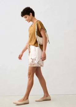 T-Shirt aus reinem Leinen mit Spitze