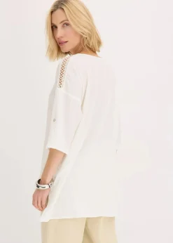 Tunika mit Struktur und Spitzenband