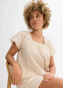 Tunikabluse aus Baumwoll-Seersucker