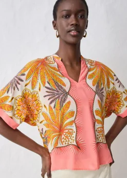 Tunikabluse aus feinem Seiden-Mix