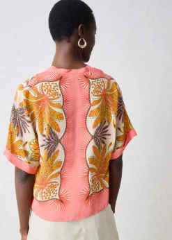 Tunikabluse aus feinem Seiden-Mix