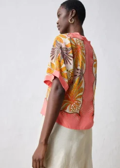 Tunikabluse aus feinem Seiden-Mix