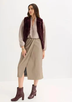 Tunikabluse aus glänzendem Satin mit Biesen