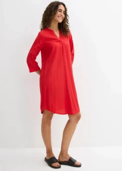 Tunika-Kleid aus Viskose-Mix mit Struktur Effekt