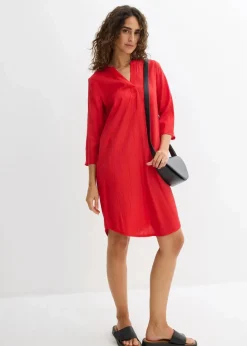 Tunika-Kleid aus Viskose-Mix mit Struktur Effekt