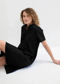 Tunika-Kleid mit Taschen aus Leinen-Baumwoll-Mix